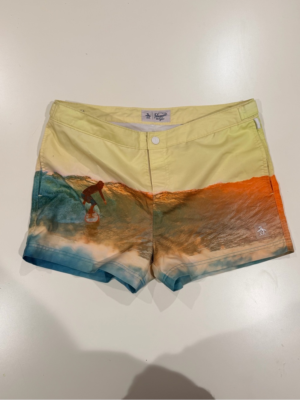 Penguin - Yellow Surf Print Board Shorts